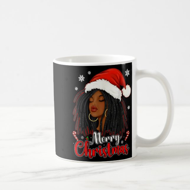 Merry Christmas Black African Girl Santa Hat Xmas  Kaffeetasse (Rechts)