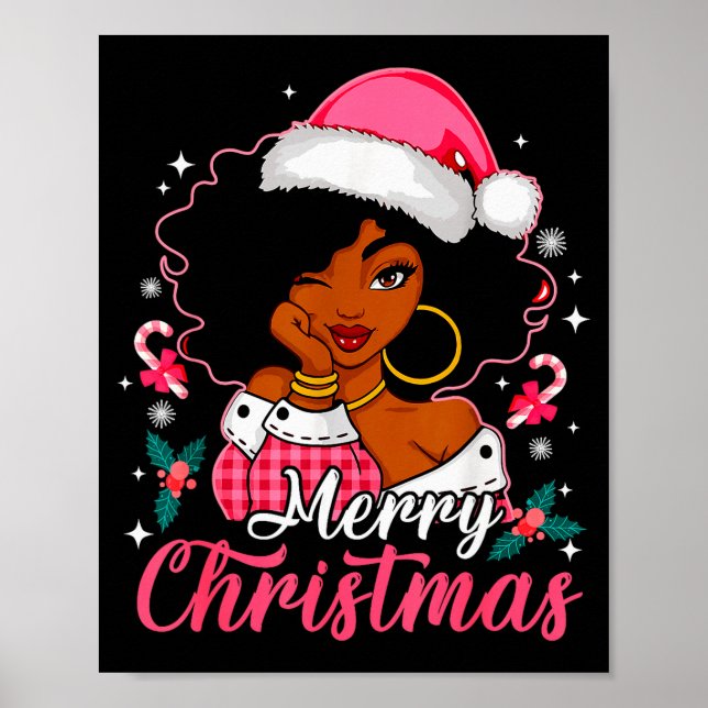 Merry Christmas Black Afro African American Girl S Poster (Vorne)