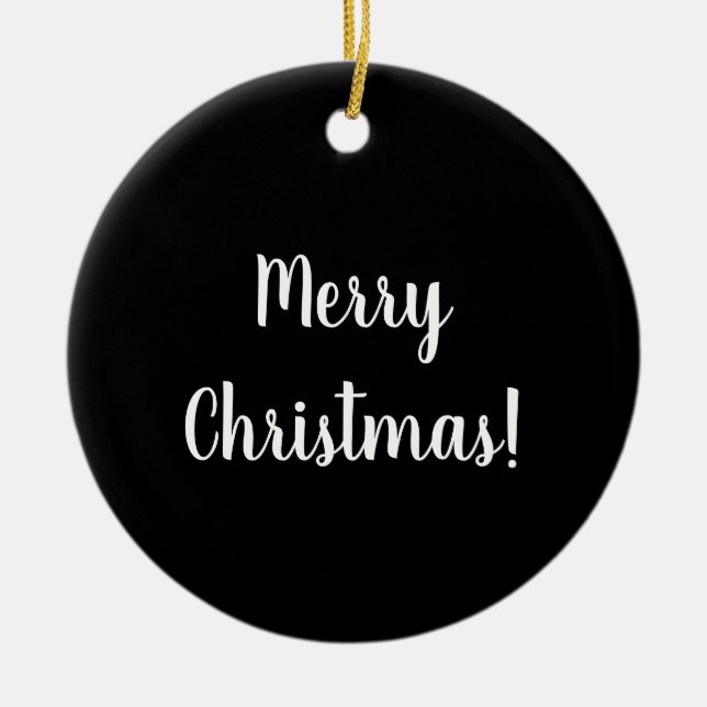 Merry Christmas Black and White Typography Keramik Ornament (Vorne)