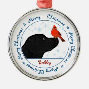 Merry Christmas Black Labrador Cardinal Dog Ornament Aus Metall