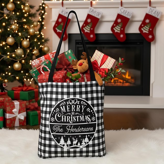 Merry Christmas Black & White Buffalo Plaid Custom (Von Creator hochgeladen)
