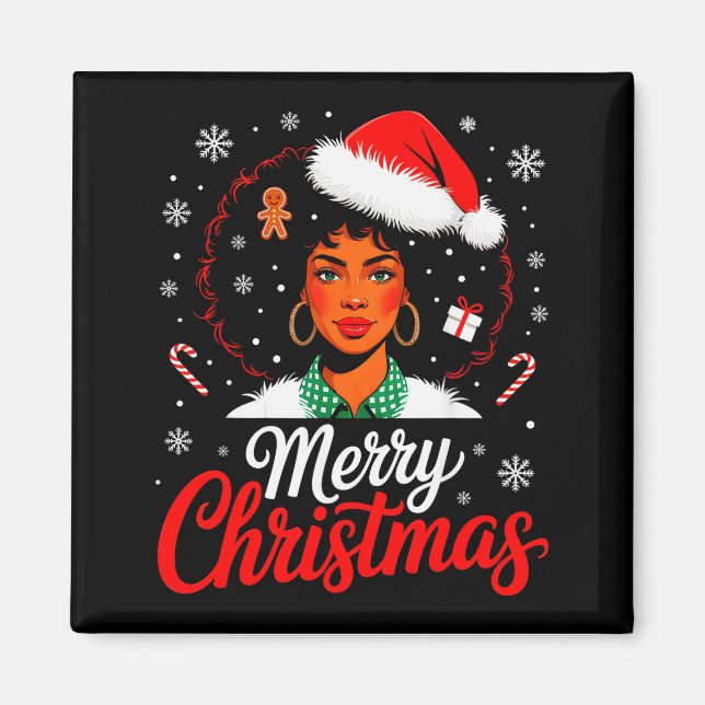Merry Christmas Black Women African American Xmas  Magnet (Vorne)