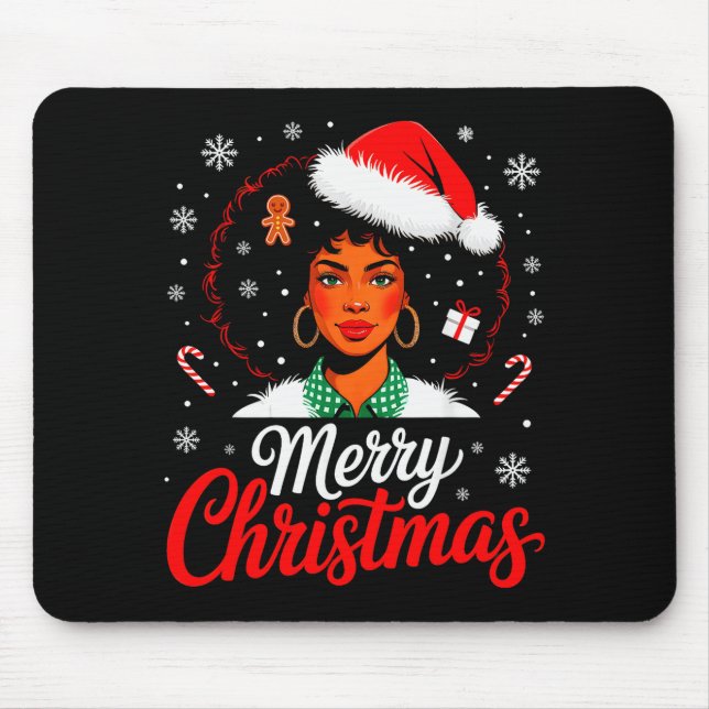Merry Christmas Black Women African American Xmas  Mousepad (Vorne)