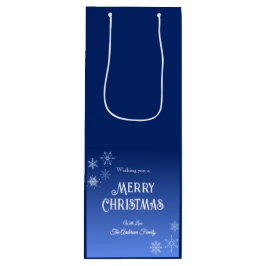 Merry Christmas Blue Modern Snowflake Geschenktüte Für Weinflaschen