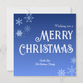 Merry Christmas Blue Modern Snowflake Holiday Card Feiertagskarte