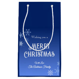 Merry Christmas Blue Modern Snowflake Kleine Geschenktüte