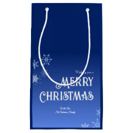 Merry Christmas Blue Modern Snowflake Kleine Geschenktüte