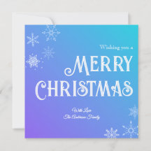 Merry Christmas Blue Purple Modern Snowflake