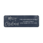 Merry Christmas Blue und Silver Foil Address Label<br><div class="desc">Das weihnachtliche Watercolor Blue und Silver Foil Wrap Around Label sind perfekt für eine moderne und elegante Weihnachtskarte.</div>
