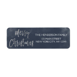 Merry Christmas Blue und Silver Foil Address Label