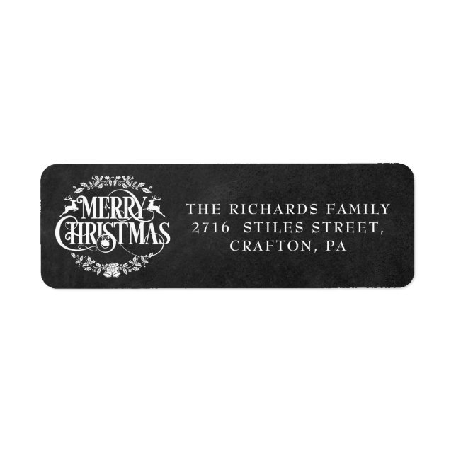 Merry Christmas Boho Chalkboard Return Address (Vorne)