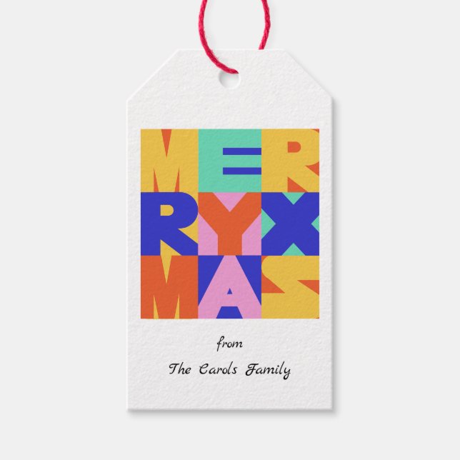 MERRY CHRISTMAS BOLD TYPOGRAPHIE GESCHENKANHÄNGER (Vorderseite)