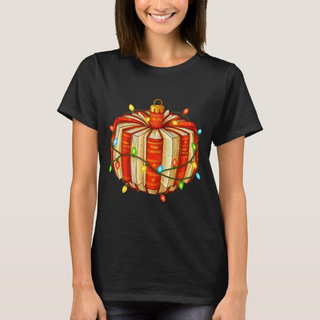 Merry Christmas Book Ornament Book Lover All Booke T-Shirt (Vorderseite)