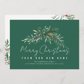 Merry Christmas botanical moving announcement card Feiertagskarte