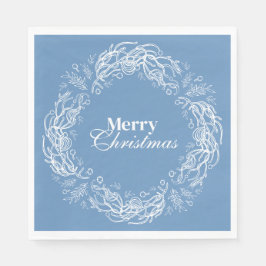 Merry Christmas Botanical Wreath. Serviette