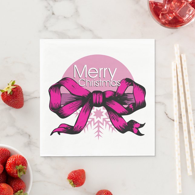 Merry Christmas Bow Paper Napkins Serviette (Von Creator hochgeladen)