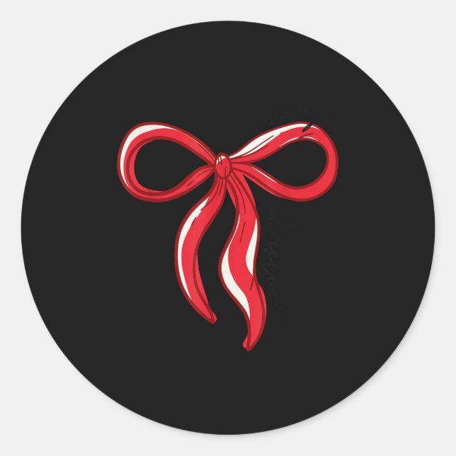 Merry Christmas Bow Red Santa Xmas Coquette Aesthe Runder Aufkleber (Vorderseite)