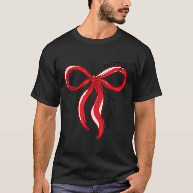 Merry Christmas Bow Red Santa Xmas Coquette Aesthe T-Shirt (Vorderseite)