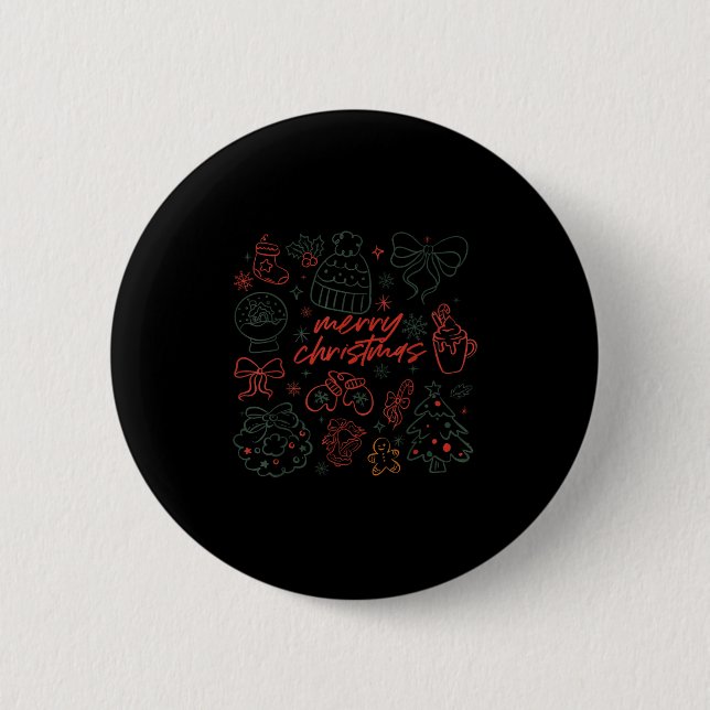 Merry Christmas Bow Santa Xmas Coquette Aesthetic  Button (Vorderseite)