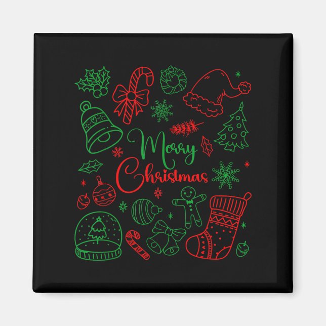 Merry Christmas Bow Santa Xmas Coquette Aesthetic  Magnet (Vorne)