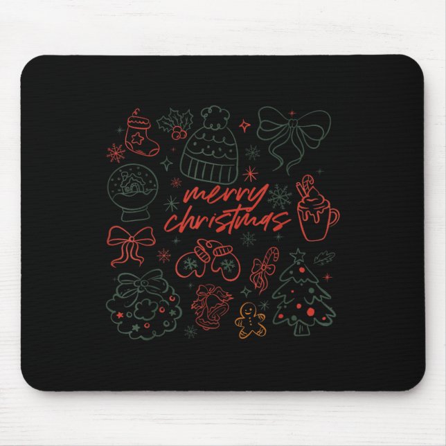 Merry Christmas Bow Santa Xmas Coquette Aesthetic  Mousepad (Vorne)