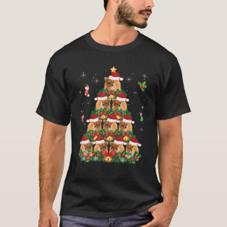 Merry Christmas Brittany Spaniel Dog Santa Tree Pa T-Shirt