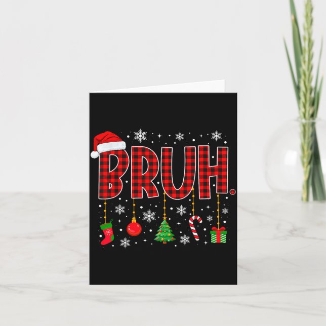 Merry Christmas Bruh Buffalo Plaid Retro Xmas Men  Karte (Vorderseite)