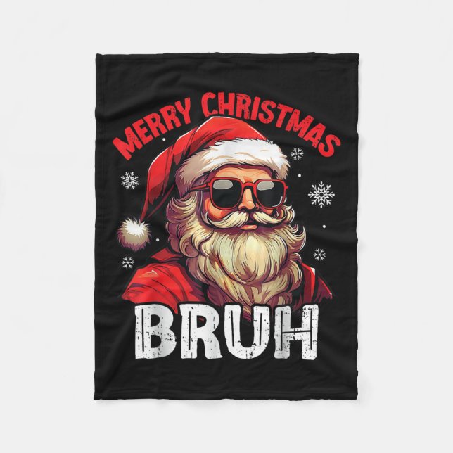 Merry Christmas Bruh Funny Santa Claus Retro Men W Fleecedecke (Vorderseite)