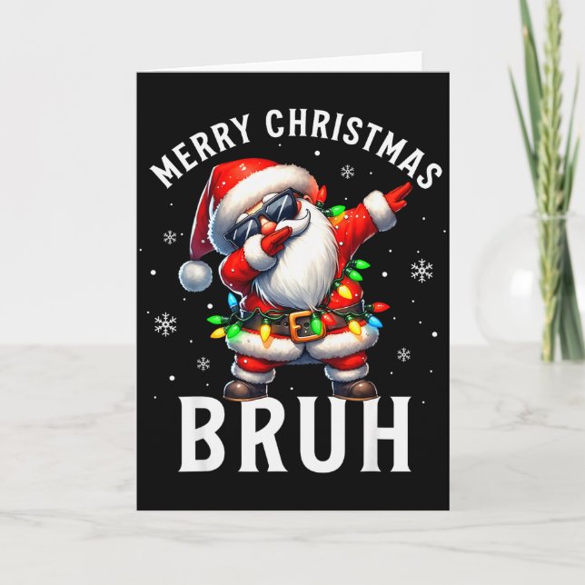Merry Christmas Bruh Funny Santa Claus Retro Men W Karte (Vorderseite)