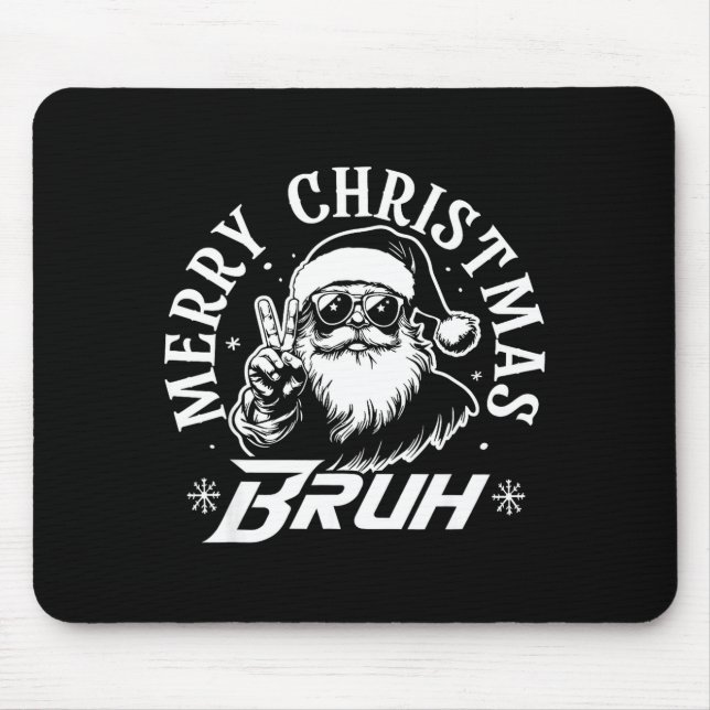 Merry Christmas Bruh Funny Santa Claus Retro Men W Mousepad (Vorne)