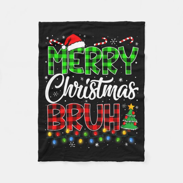 Merry Christmas Bruh Meme Funny Saying Bro Teens B Fleecedecke (Vorderseite)