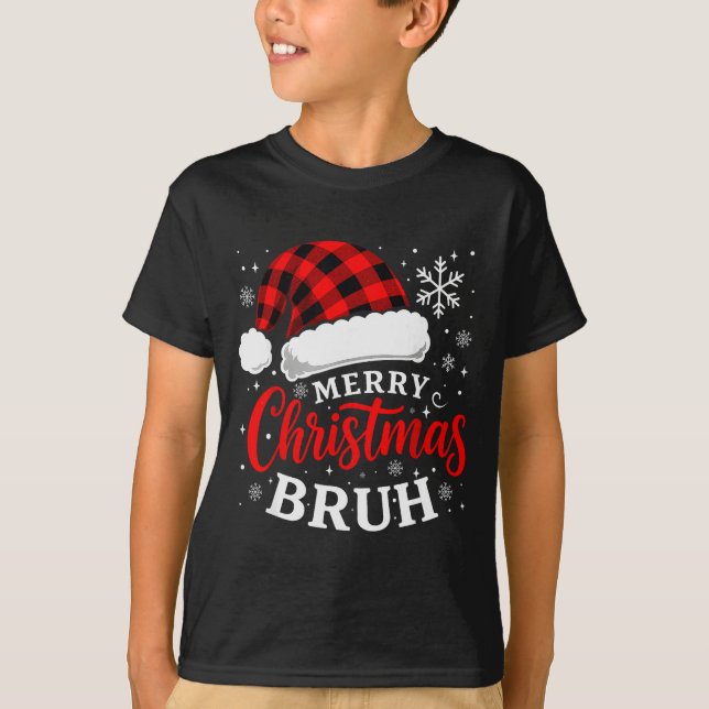 Merry Christmas Bruh Santa Claus Hat Xmas Mens Boy T-Shirt (Vorderseite)