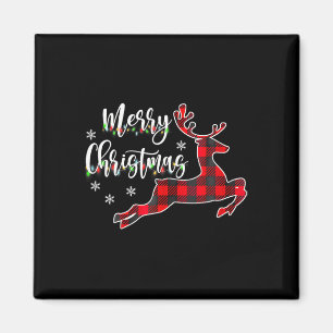 Merry Christmas Buffalo Pläd Red Santa Hat Xmas P Magnet