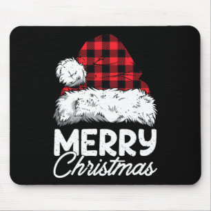 Merry Christmas Buffalo Pläd Red Santa Hat Xmas P Mousepad