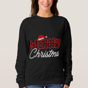 Merry Christmas Buffalo Pläd Red Santa Hat Xmas P Sweatshirt
