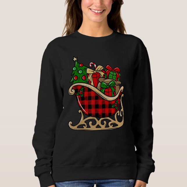Merry Christmas  Buffalo Plaid Christmas Sleigh Sweatshirt (Vorderseite)