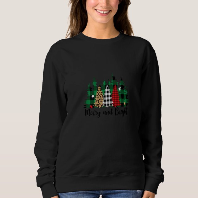 Merry Christmas Buffalo Plaid Leopard Sweatshirt (Vorderseite)