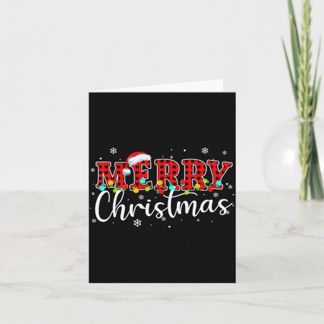 Merry Christmas Buffalo Plaid Red Santa Family Xma Karte (Vorderseite)