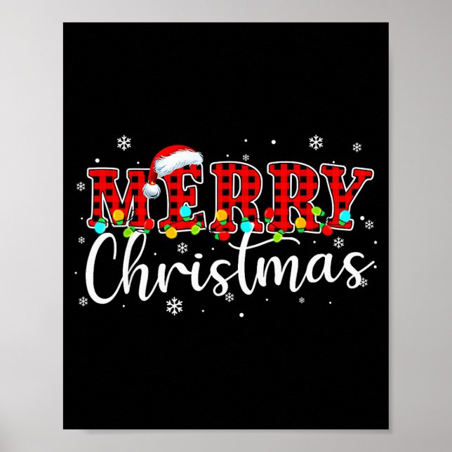 Merry Christmas Buffalo Plaid Red Santa Family Xma Poster (Vorne)