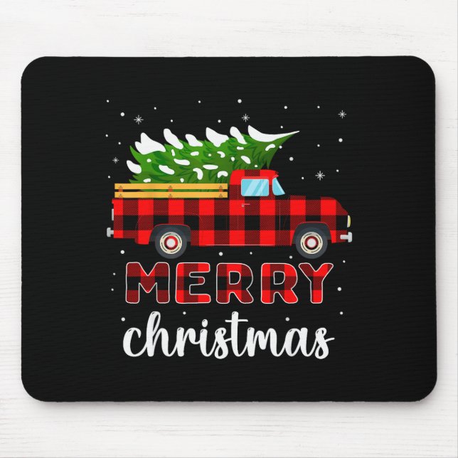 Merry Christmas Buffalo Truck Tree Red Plaid For M Mousepad (Vorne)