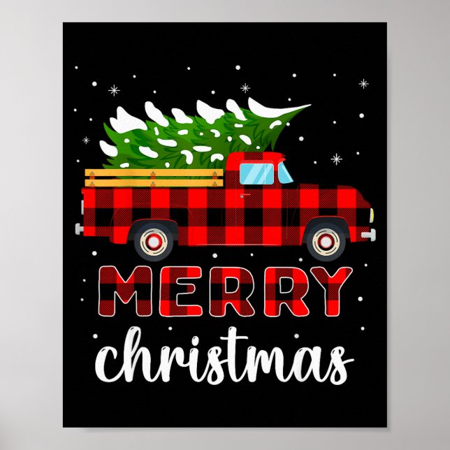Merry Christmas Buffalo Truck Tree Red Plaid For M Poster (Vorne)