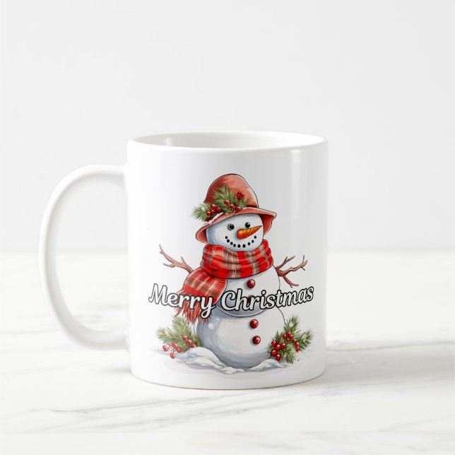 Merry Christmas Bundled-up Little Snowman Kaffeetasse (Links)