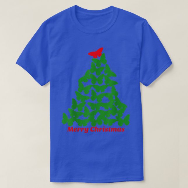 Merry Christmas Butterfly Tree   Short Sleeve  T-Shirt (Design vorne)