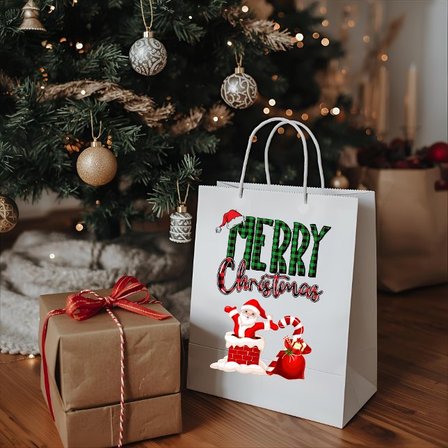 Merry Christmas by Santa - Gift Bag Mittlere Geschenktüte (Von Creator hochgeladen)