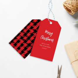 Merry Christmas Calligraphy Buffalo Check  Geschenkanhänger