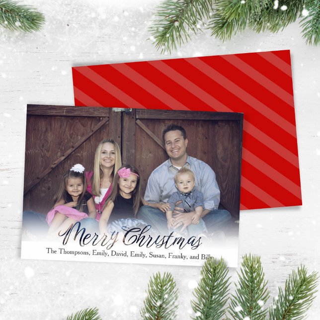 Merry Christmas Calligraphy Foto Script Feiertagskarte (Merry Christmas whimsical script photo card)