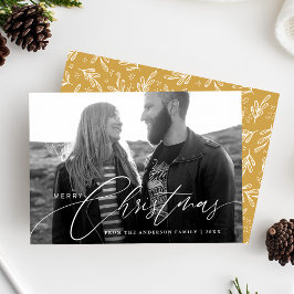Merry Christmas Calligraphy Script Overlay Foto Feiertagskarte