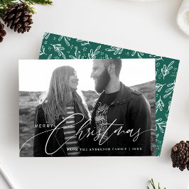 Merry Christmas Calligraphy Script Overlay Foto Feiertagskarte