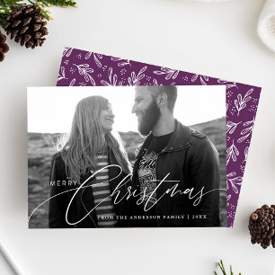 Merry Christmas Calligraphy Script Overlay Foto Feiertagskarte