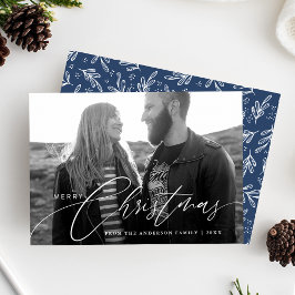 Merry Christmas Calligraphy Script Overlay Foto Feiertagskarte
